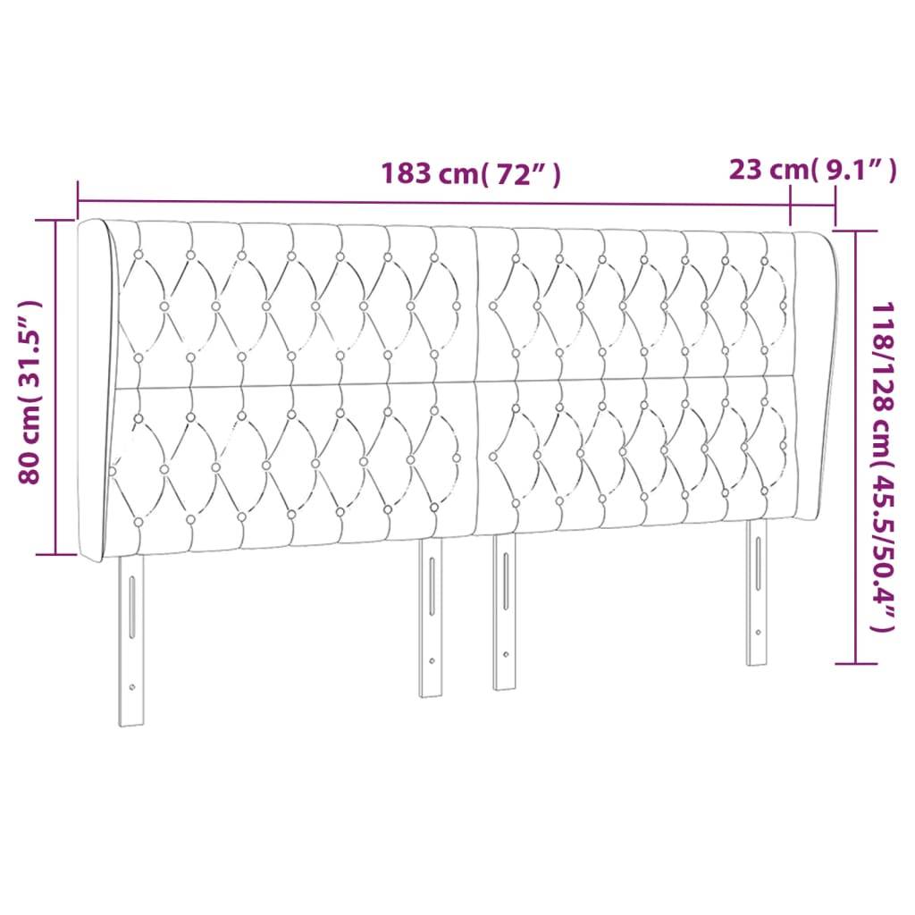 vidaXL Kopfteil mit Ohren Hellgrau 183x23x118/128 cm Samt