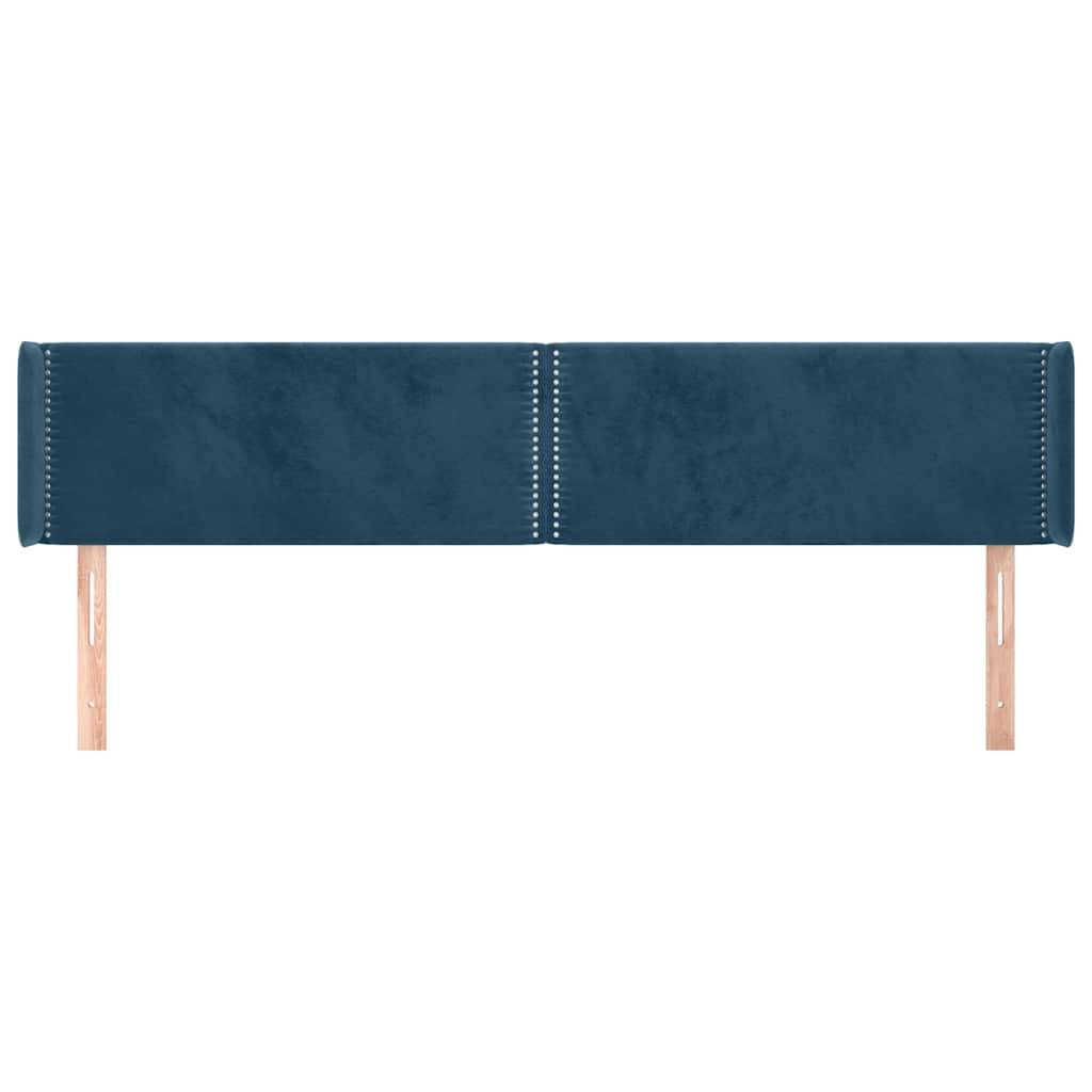 vidaXL Kopfteil mit Ohren Dunkelblau 163x16x78/88 cm Samt