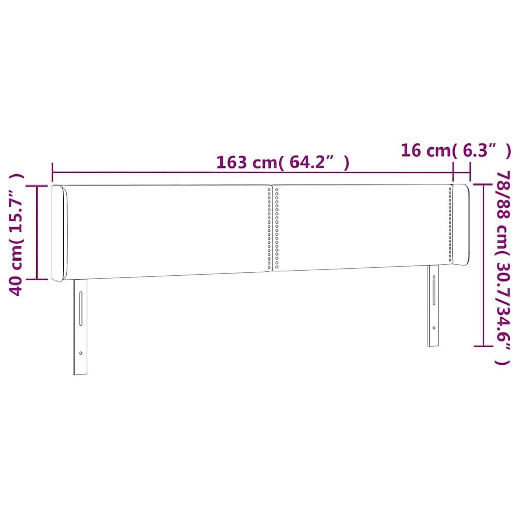 vidaXL Kopfteil mit Ohren Dunkelblau 163x16x78/88 cm Samt