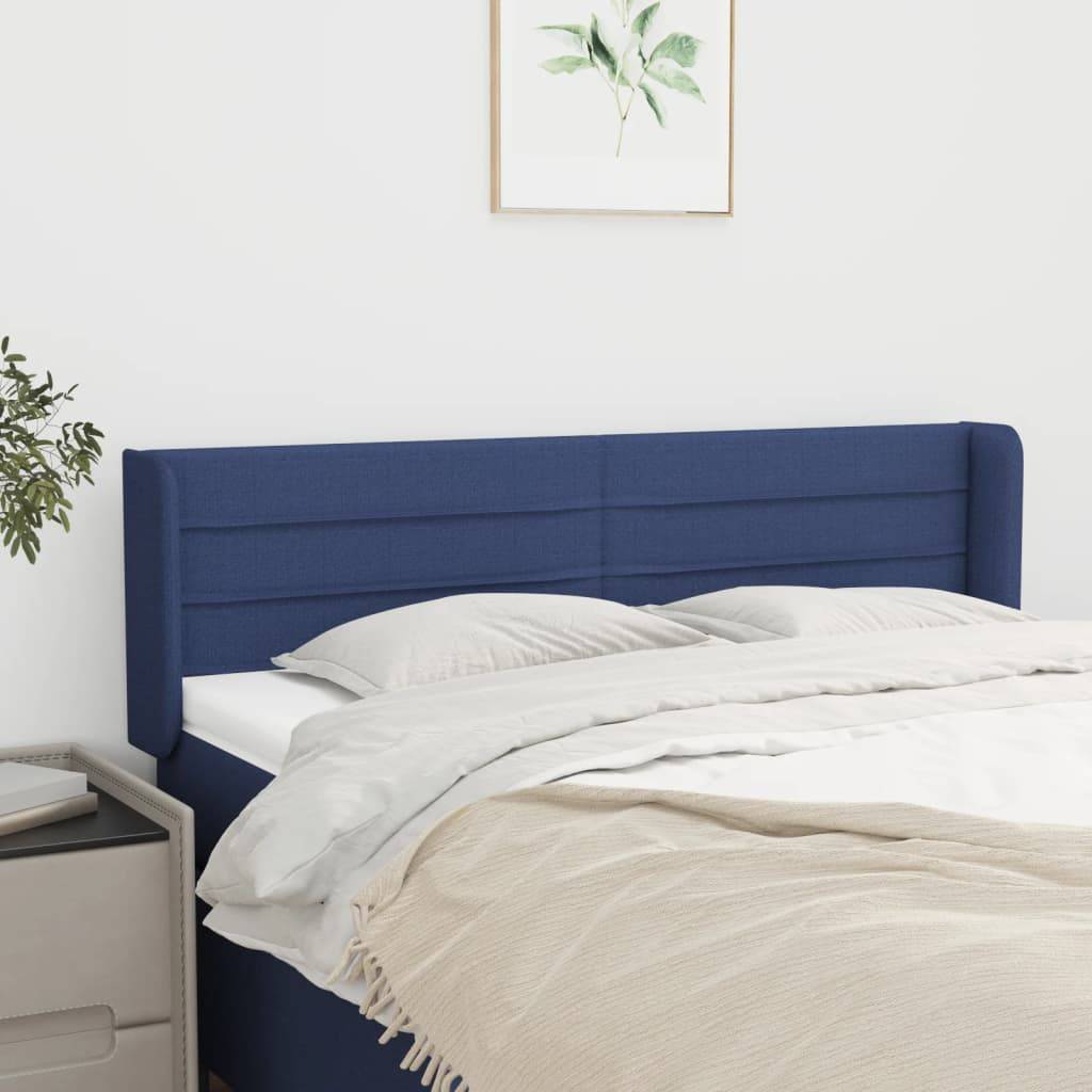 vidaXL Kopfteil mit Ohren Blau 147x16x78/88 cm Stoff