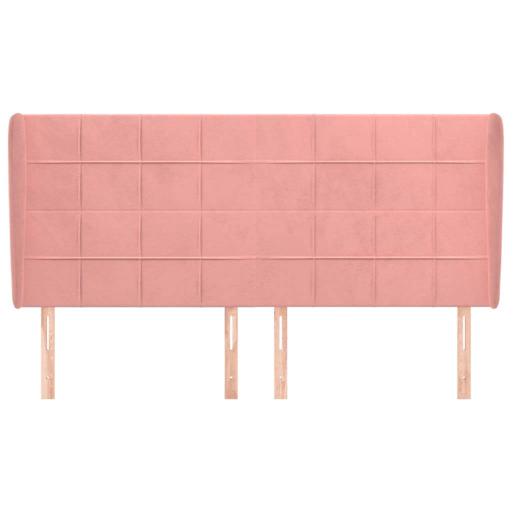 vidaXL Kopfteil mit Ohren Rosa 163x23x118/128 cm Samt