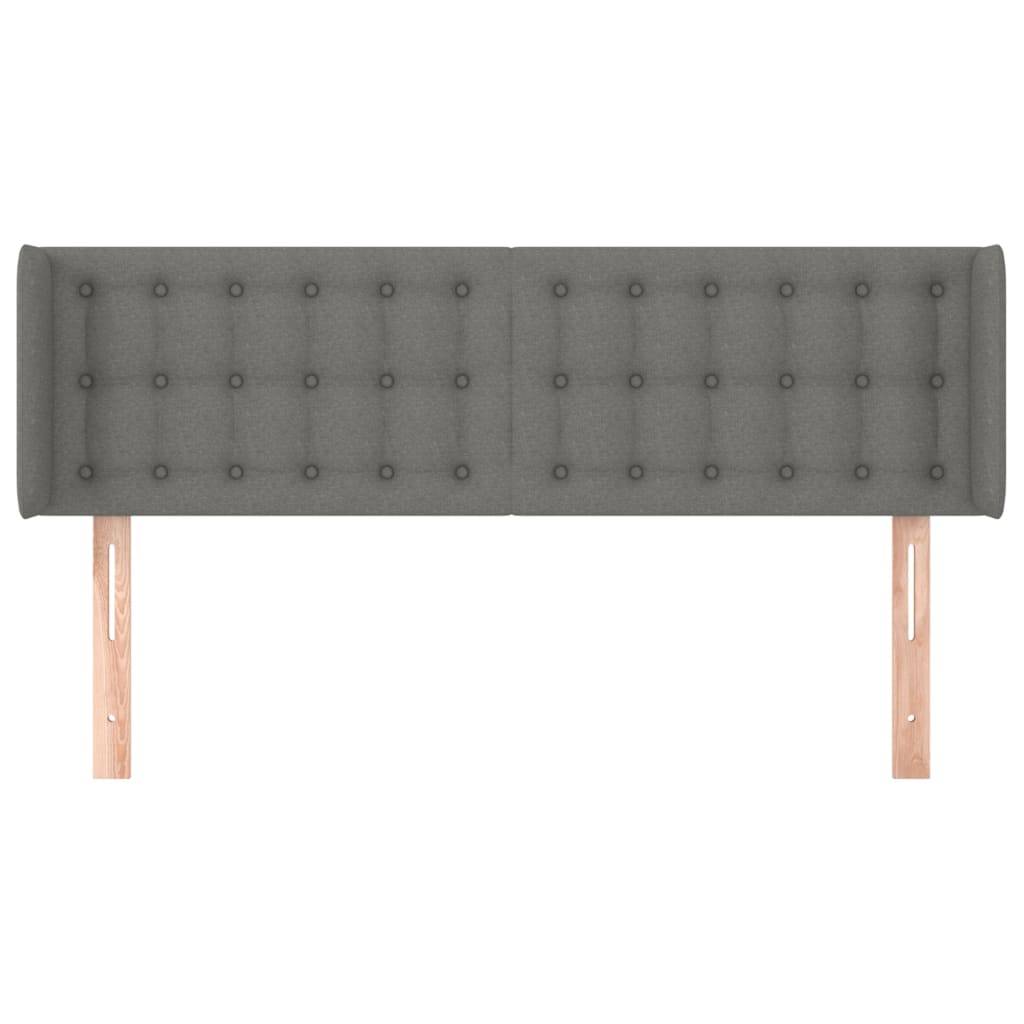 vidaXL Kopfteil mit Ohren Dunkelgrau 147x16x78/88 cm Stoff