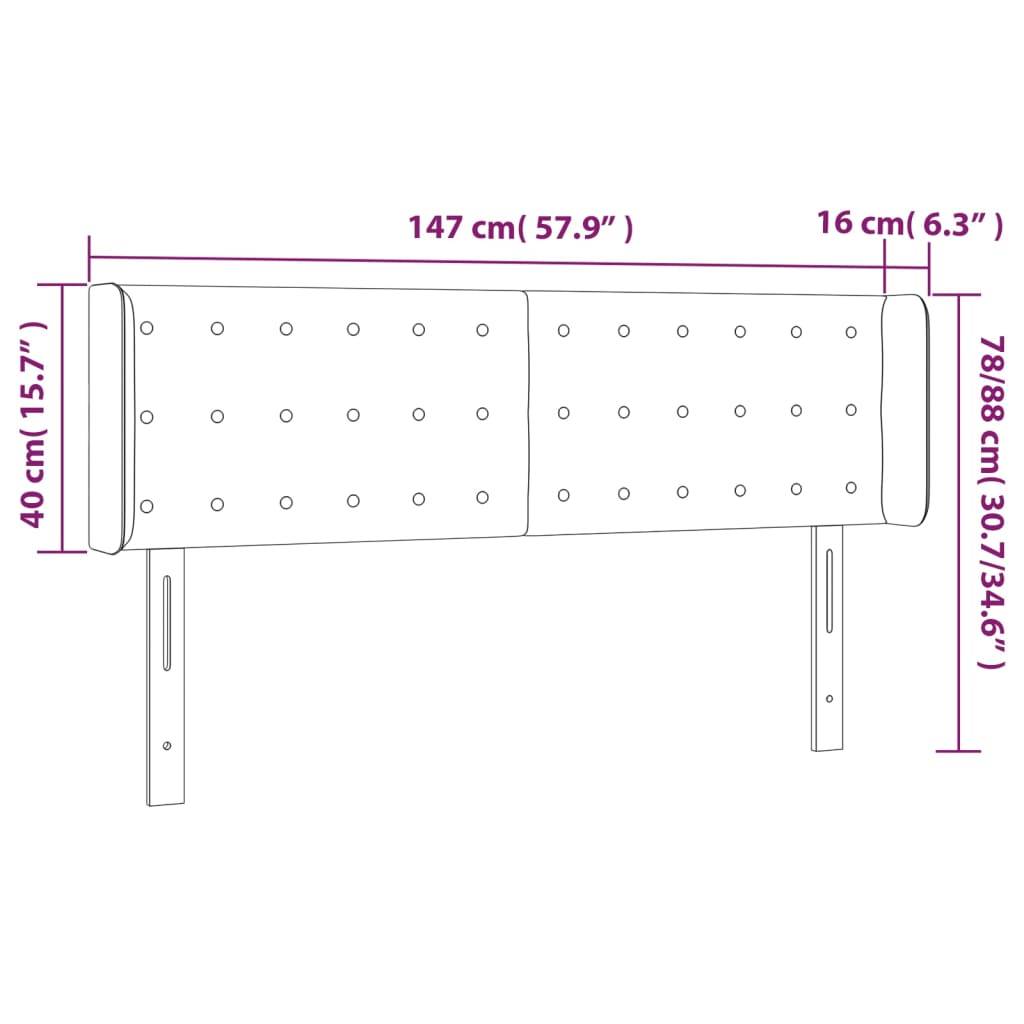 vidaXL Kopfteil mit Ohren Dunkelgrau 147x16x78/88 cm Stoff