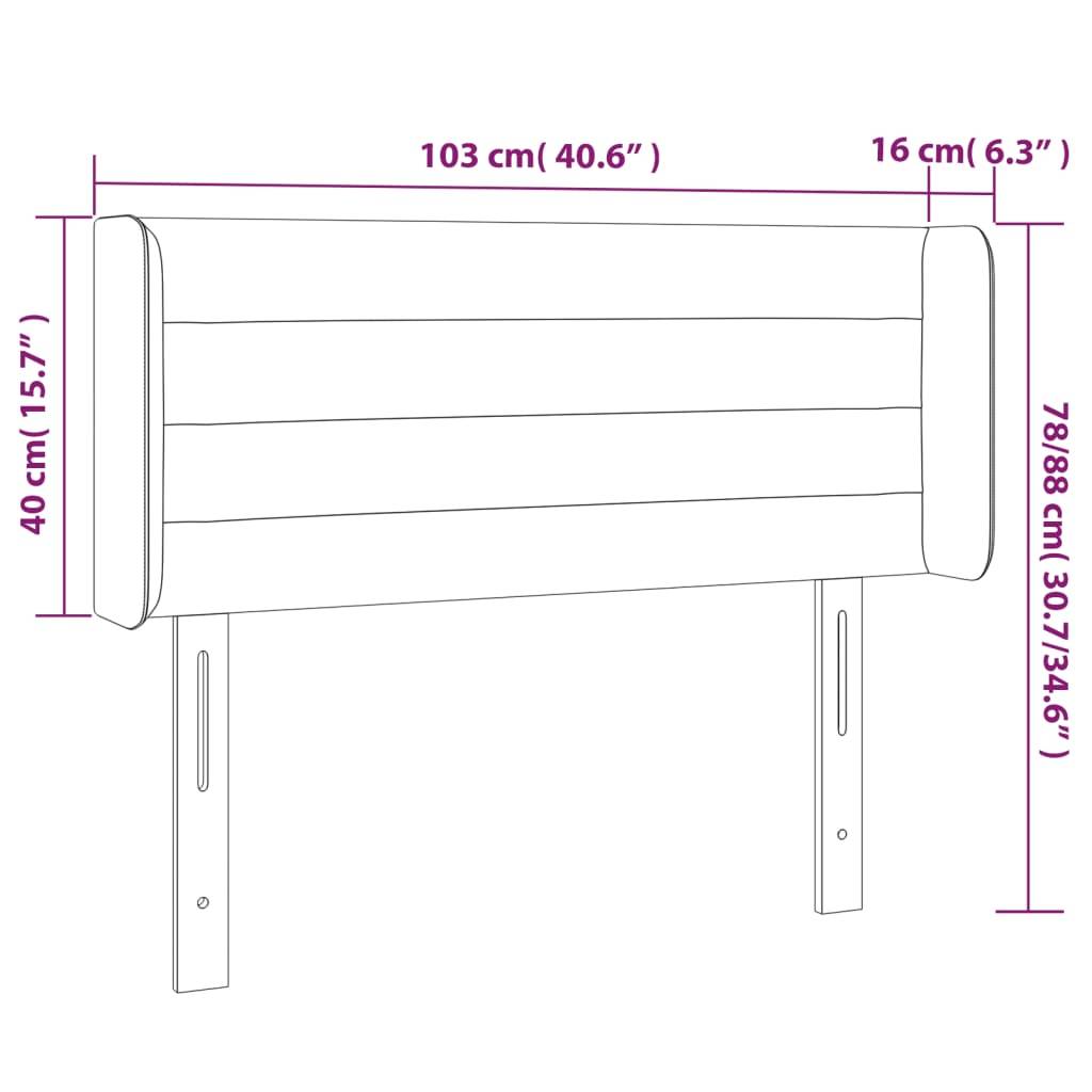 vidaXL Kopfteil mit Ohren Dunkelgrau 103x16x78/88 cm Samt
