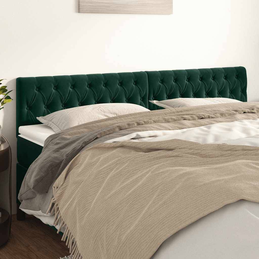 vidaXL Kopfteile 2 Stk. Dunkelgrün 90x7x78/88 cm Samt