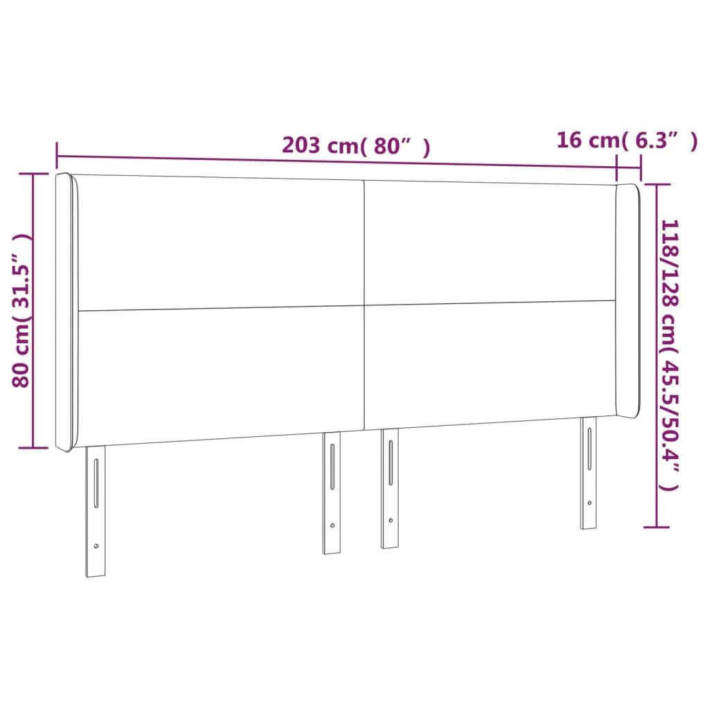vidaXL LED Kopfteil Taupe 203x16x118/128 cm Stoff