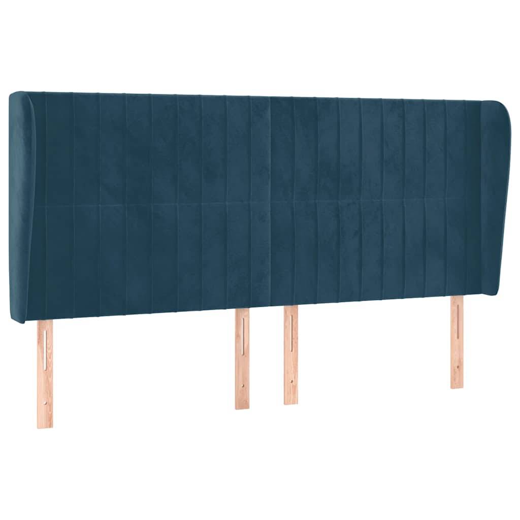 vidaXL Kopfteil mit Ohren Dunkelblau 163x23x118/128 cm Samt