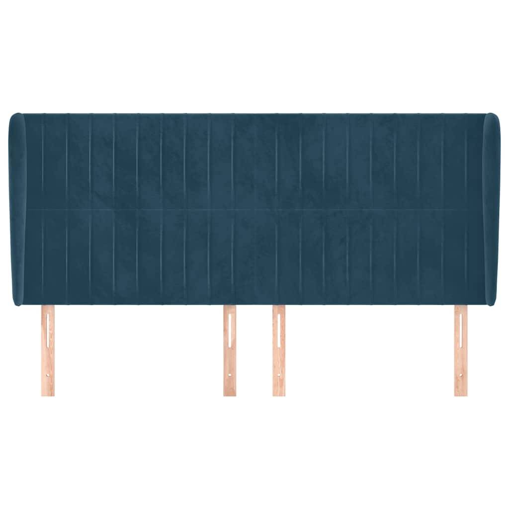 vidaXL Kopfteil mit Ohren Dunkelblau 163x23x118/128 cm Samt
