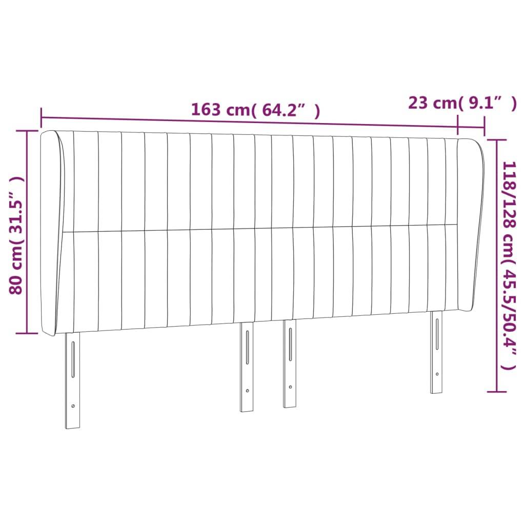 vidaXL Kopfteil mit Ohren Dunkelblau 163x23x118/128 cm Samt