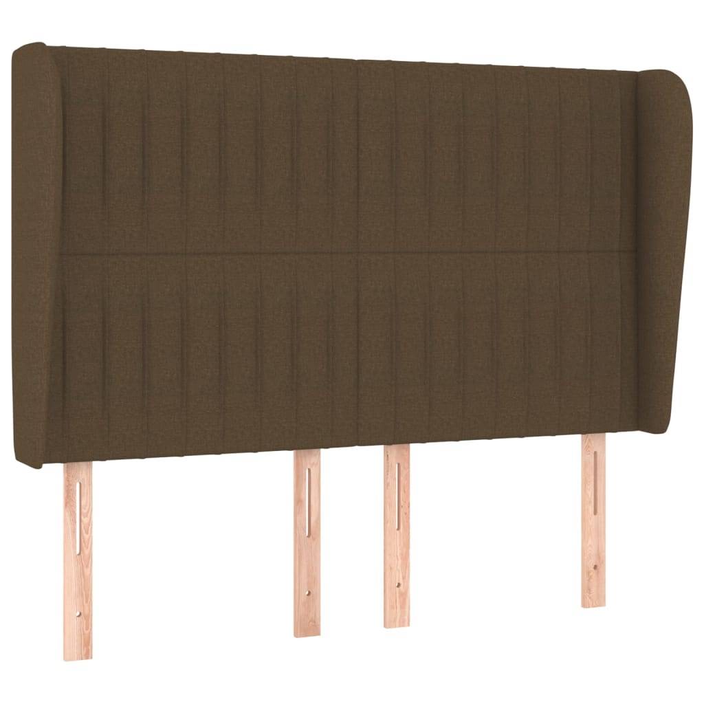 vidaXL Kopfteil mit Ohren Dunkelbraun 147x23x118/128 cm Stoff