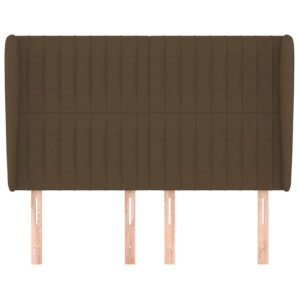 vidaXL Kopfteil mit Ohren Dunkelbraun 147x23x118/128 cm Stoff