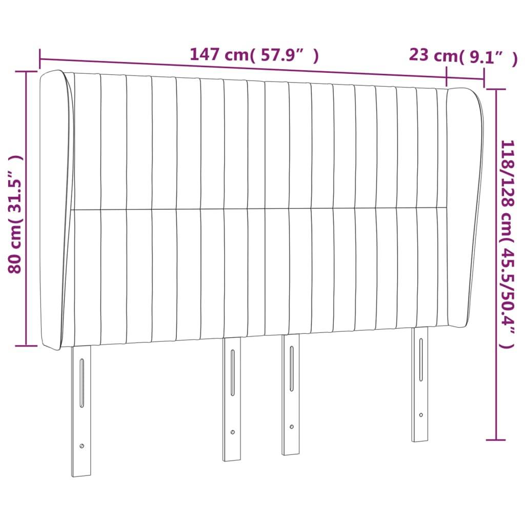 vidaXL Kopfteil mit Ohren Dunkelbraun 147x23x118/128 cm Stoff