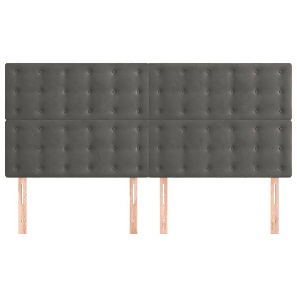 vidaXL Kopfteile 4 Stk. Dunkelgrau 100x5x78/88 cm Samt