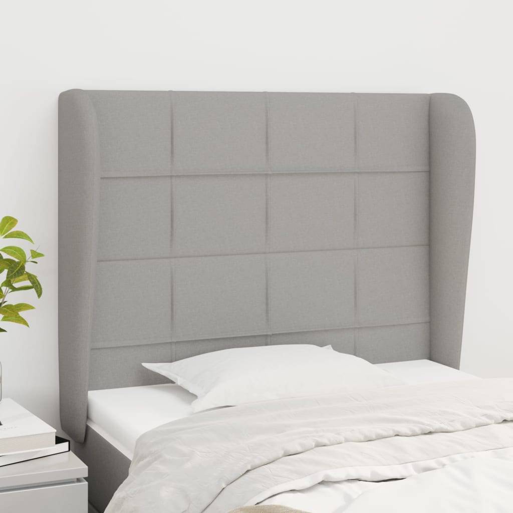 vidaXL Kopfteil mit Ohren Hellgrau 103x23x118/128 cm Stoff