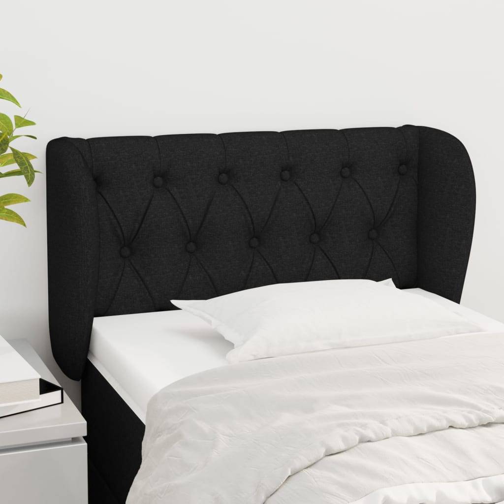 vidaXL Kopfteil mit Ohren Schwarz 83x23x78/88 cm Stoff