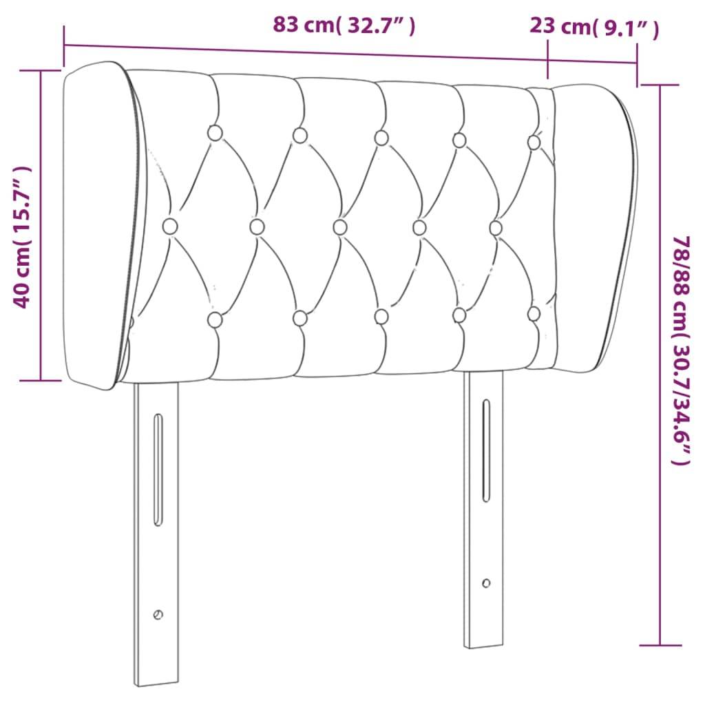 vidaXL Kopfteil mit Ohren Schwarz 83x23x78/88 cm Stoff