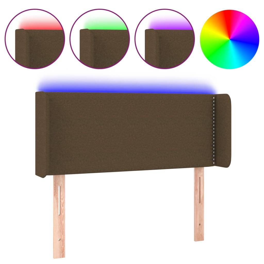 vidaXL LED Kopfteil Dunkelbraun 103x16x78/88 cm Stoff