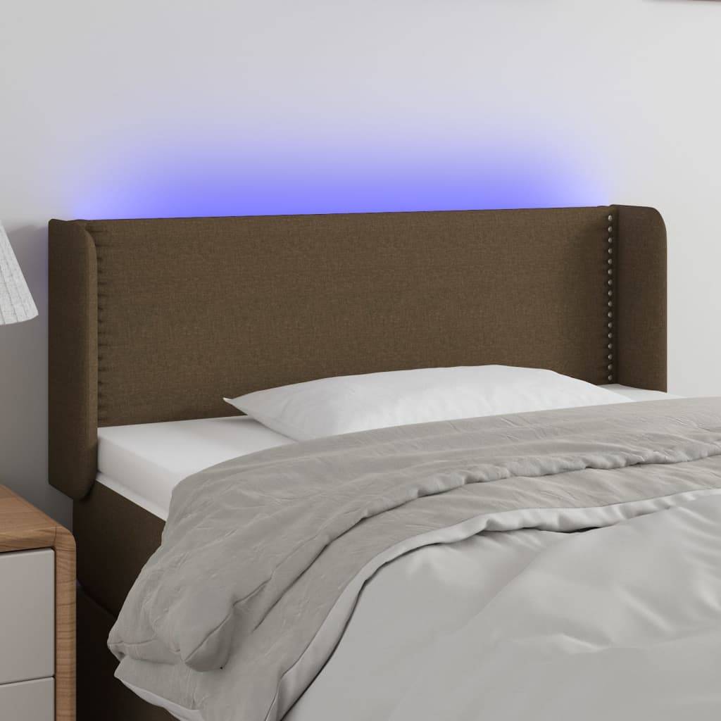 vidaXL LED Kopfteil Dunkelbraun 103x16x78/88 cm Stoff