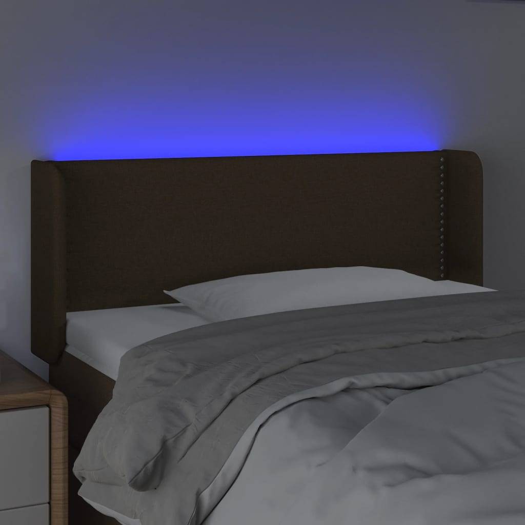 vidaXL LED Kopfteil Dunkelbraun 103x16x78/88 cm Stoff
