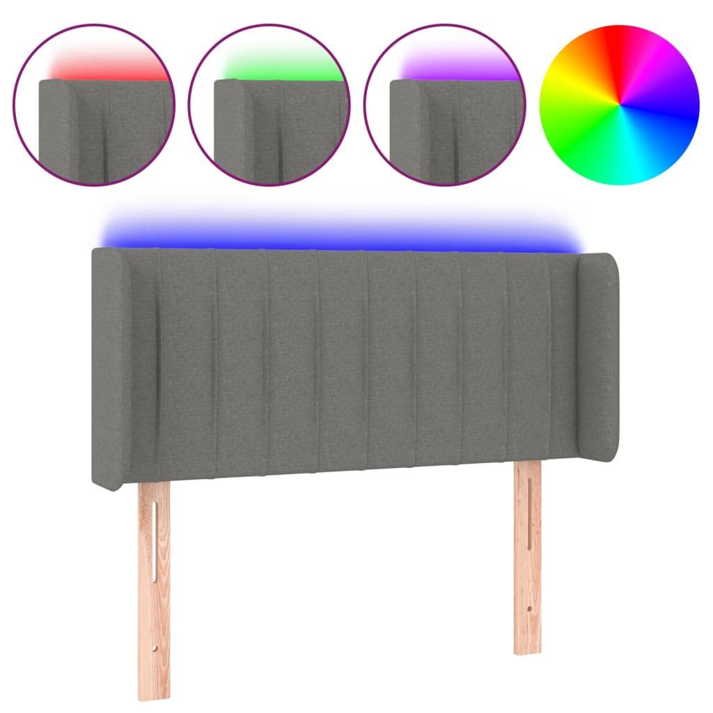 vidaXL LED Kopfteil Dunkelgrau 93x16x78/88 cm Stoff