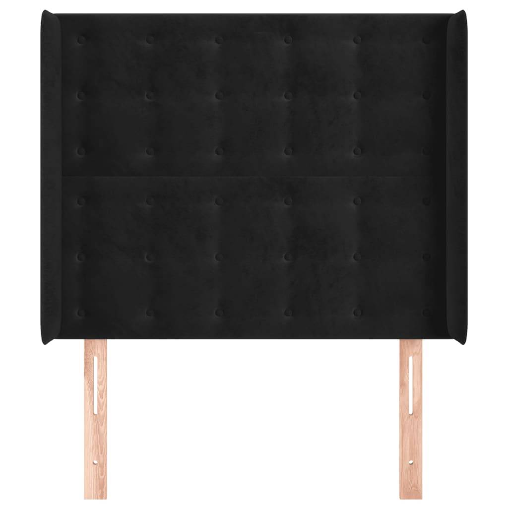 vidaXL Kopfteil mit Ohren Schwarz 103x16x118/128 cm Samt