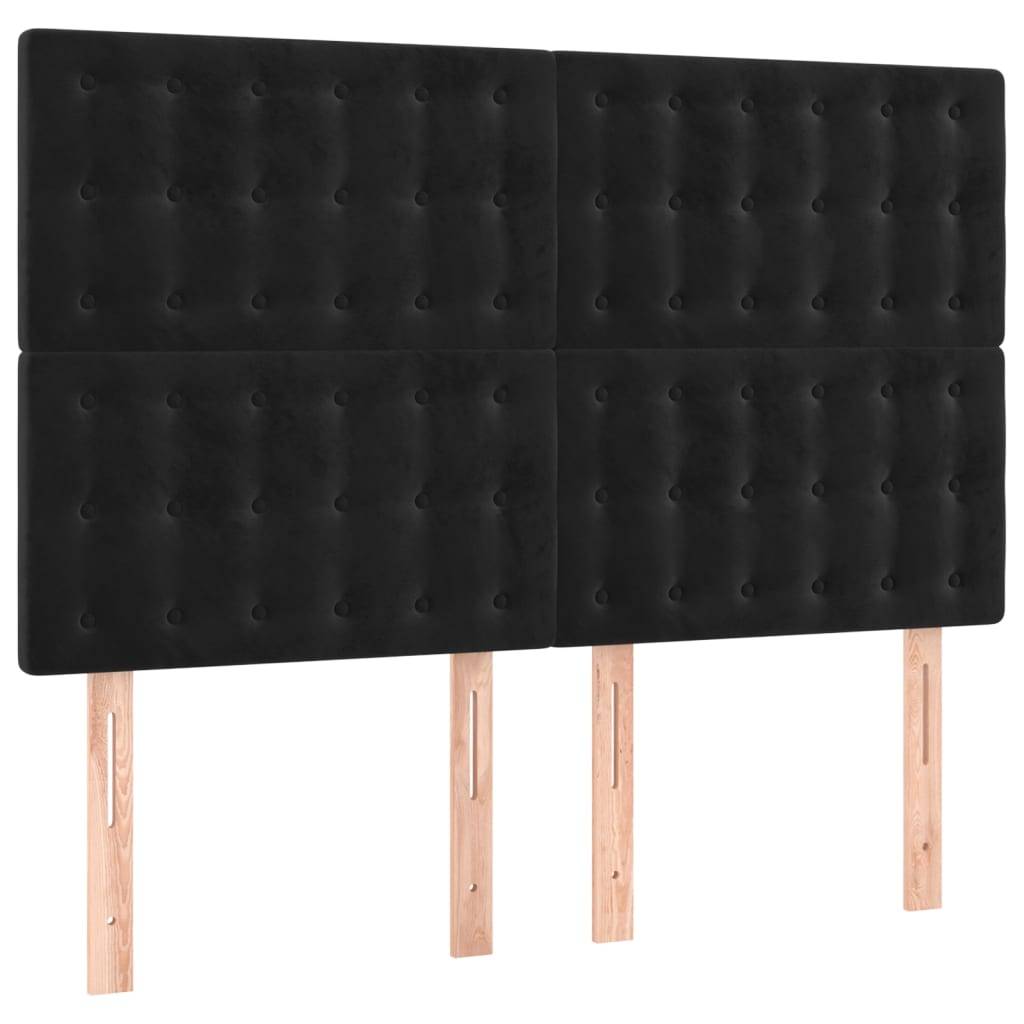 vidaXL LED Kopfteil Schwarz 144x5x118/128 cm Samt