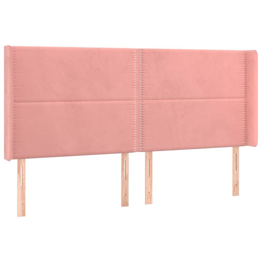 vidaXL LED Kopfteil Rosa 163x16x118/128 cm Samt