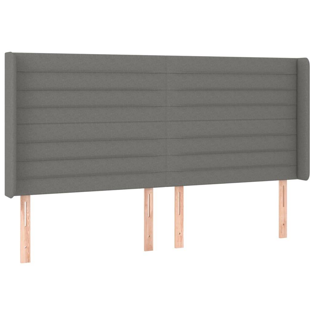 vidaXL Kopfteil mit Ohren Dunkelgrau 183x16x118/128 cm Stoff