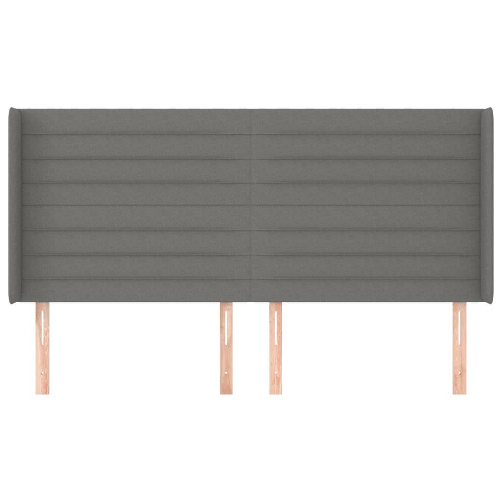 vidaXL Kopfteil mit Ohren Dunkelgrau 183x16x118/128 cm Stoff