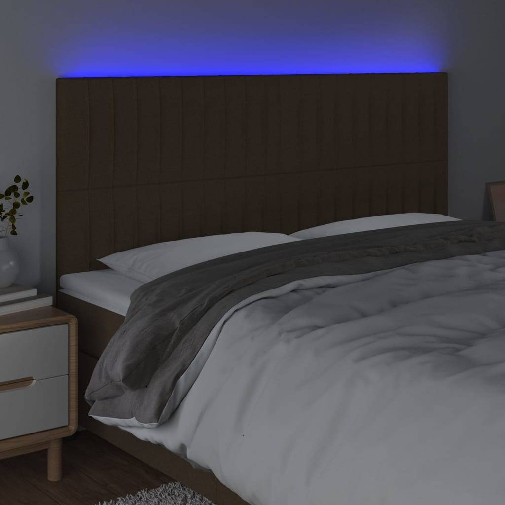 vidaXL LED Kopfteil Dunkelbraun 180x5x118/128 cm Stoff