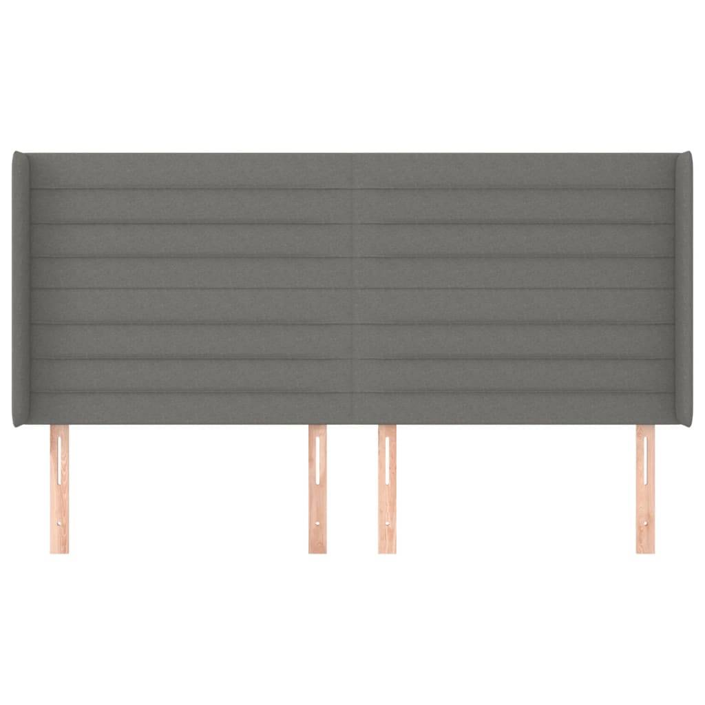 vidaXL Kopfteil mit Ohren Dunkelgrau 203x16x118/128 cm Stoff