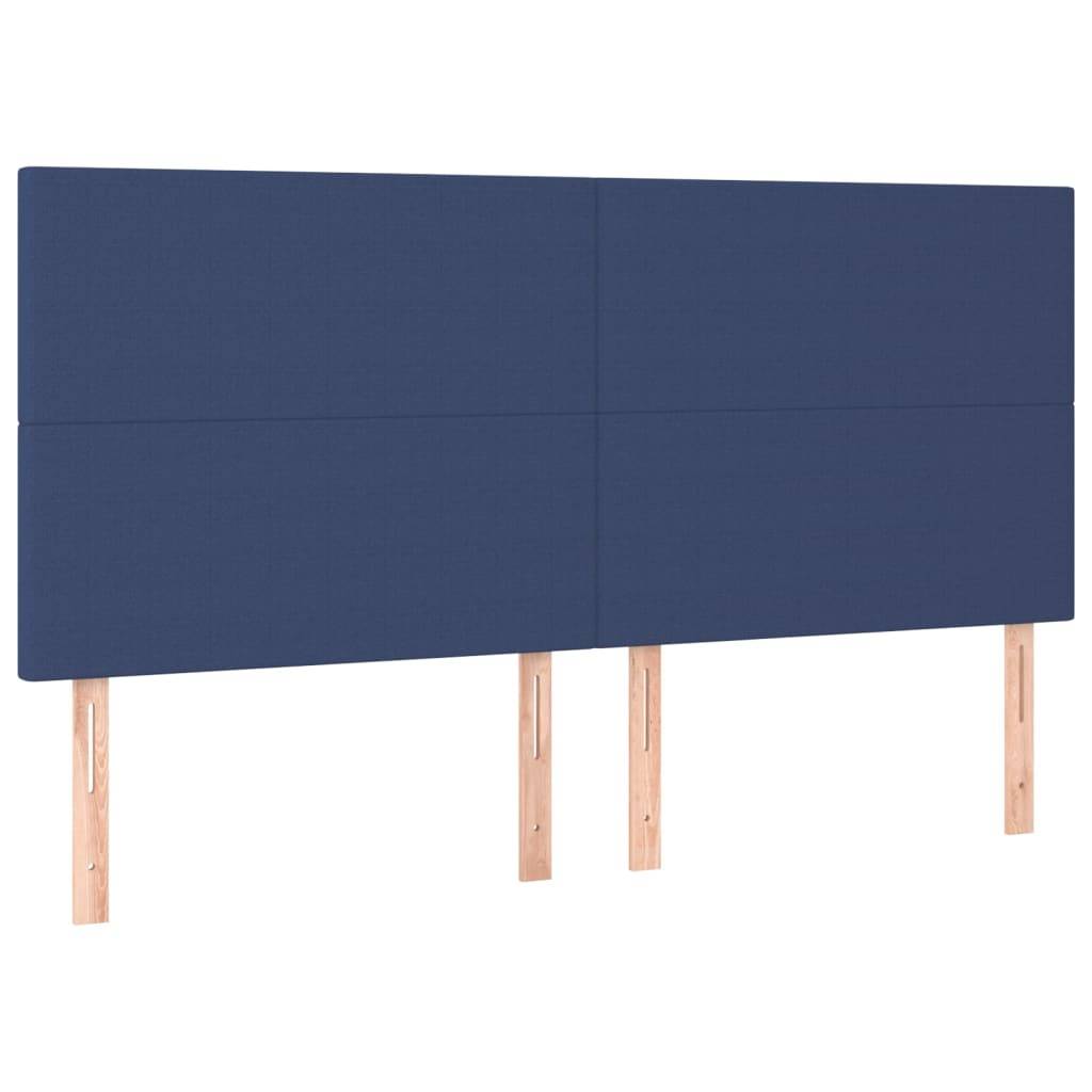vidaXL LED Kopfteil Blau 160x5x118/128 cm Stoff