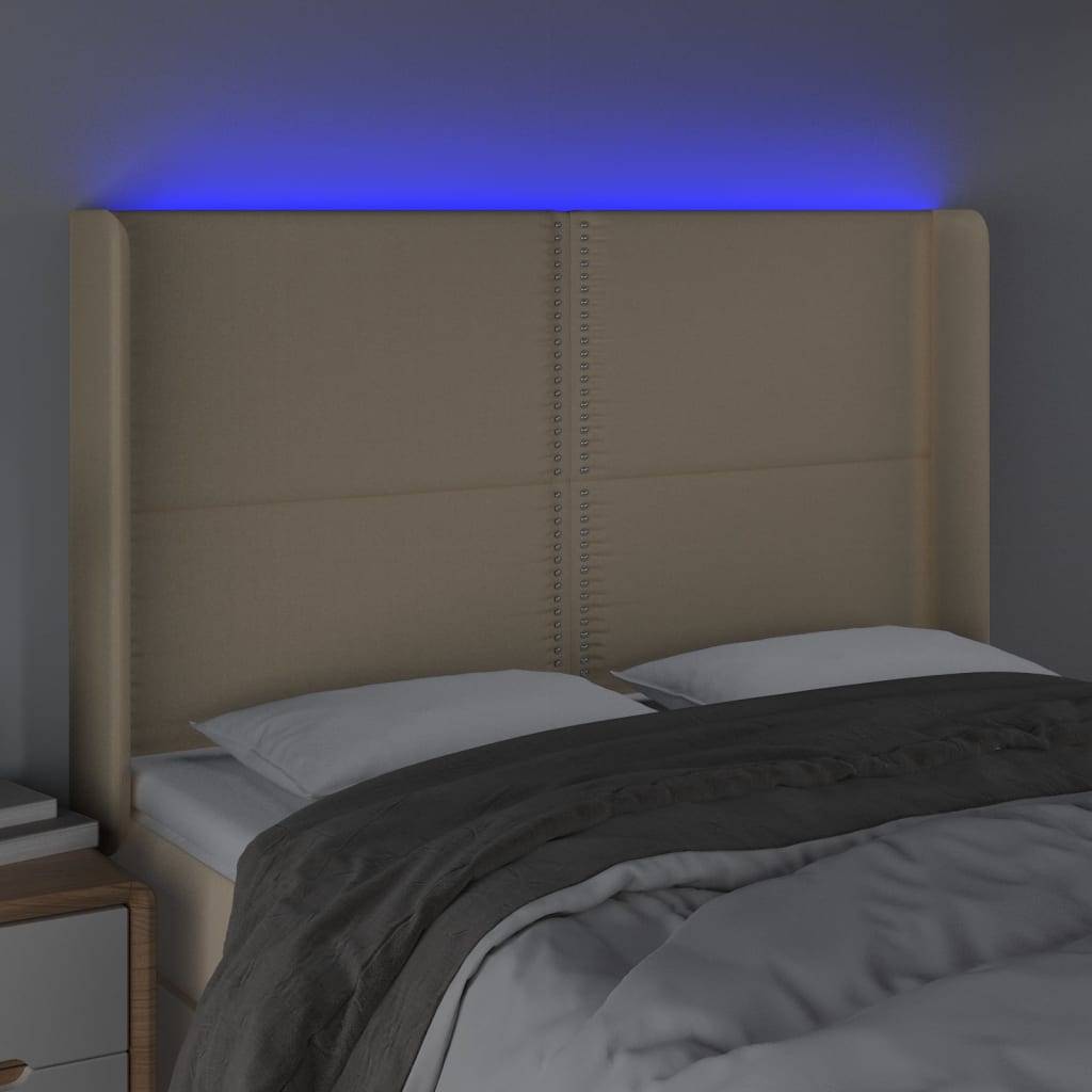 vidaXL LED Kopfteil Creme 147x16x118/128 cm Stoff
