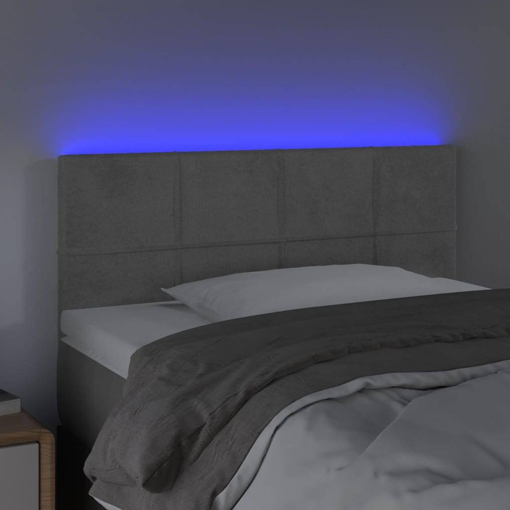 vidaXL LED Kopfteil Hellgrau 90x5x78/88 cm Samt