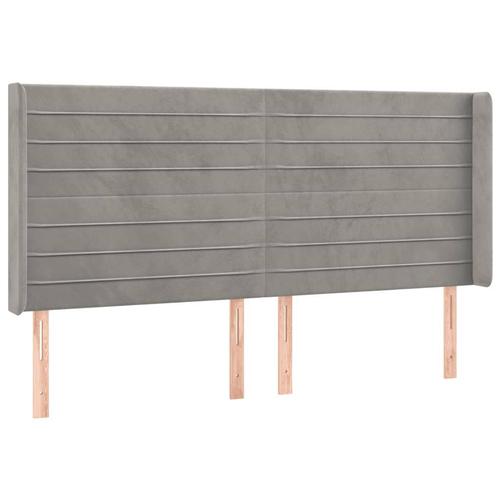 vidaXL LED Kopfteil Hellgrau 183x16x118/128 cm Samt
