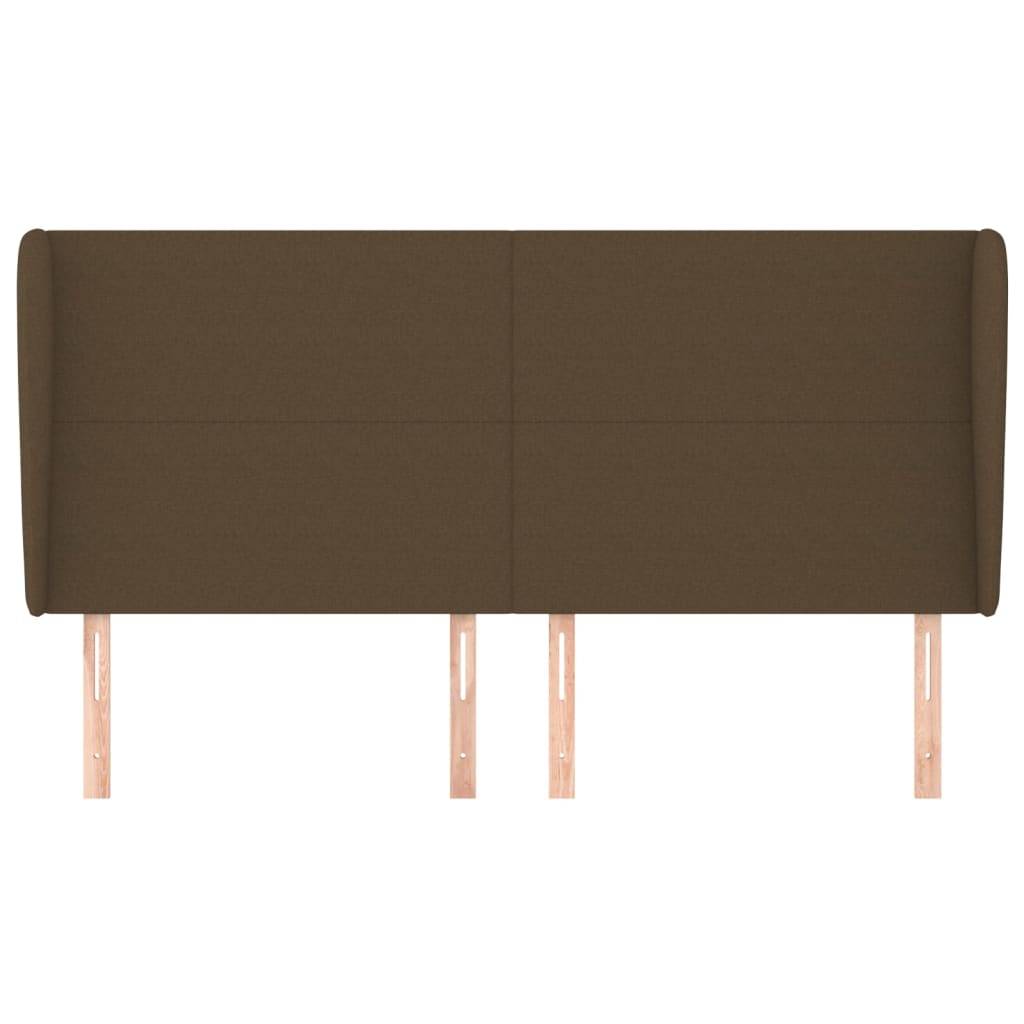 vidaXL Kopfteil mit Ohren Dunkelbraun 203x23x118/128 cm Stoff