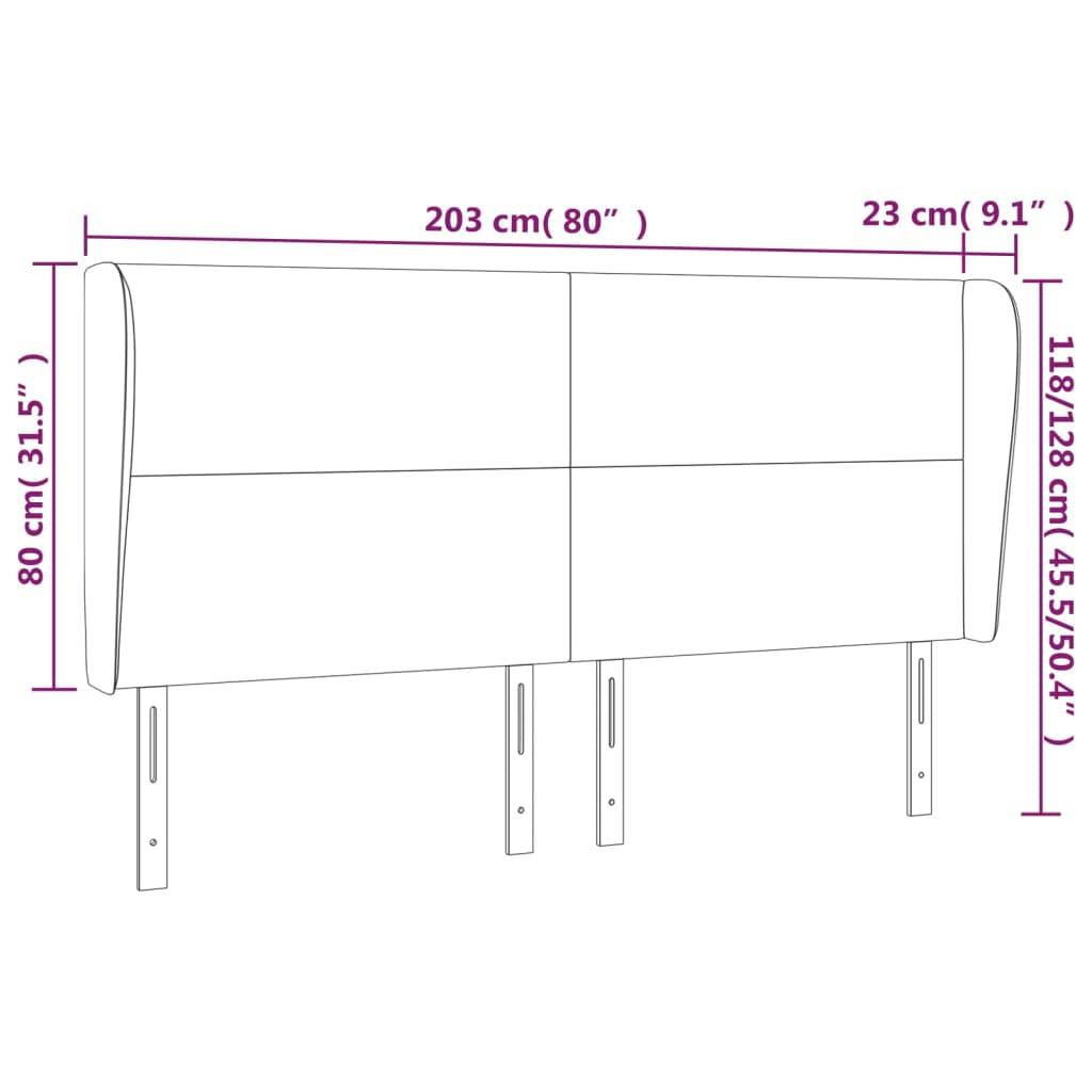 vidaXL Kopfteil mit Ohren Dunkelbraun 203x23x118/128 cm Stoff