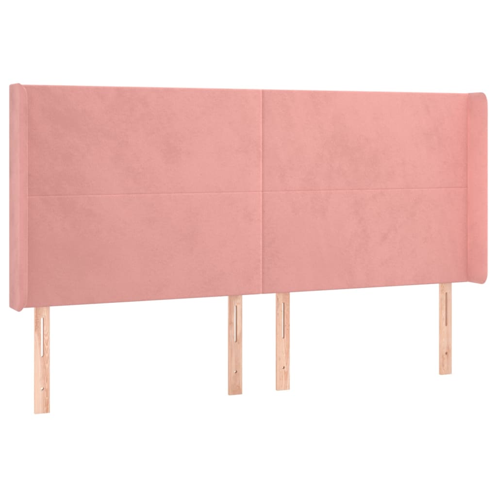 vidaXL Kopfteil mit Ohren Rosa 183x16x118/128 cm Samt