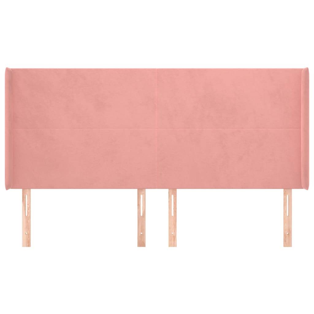 vidaXL Kopfteil mit Ohren Rosa 183x16x118/128 cm Samt