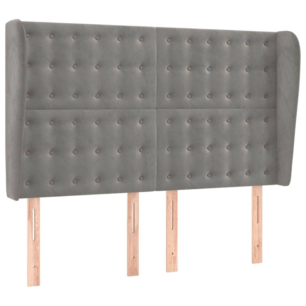 vidaXL Kopfteil mit Ohren Hellgrau 147x23x118/128 cm Samt