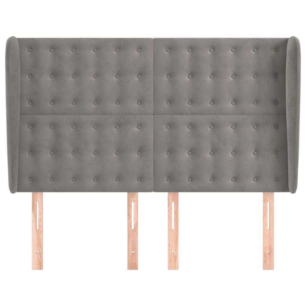 vidaXL Kopfteil mit Ohren Hellgrau 147x23x118/128 cm Samt