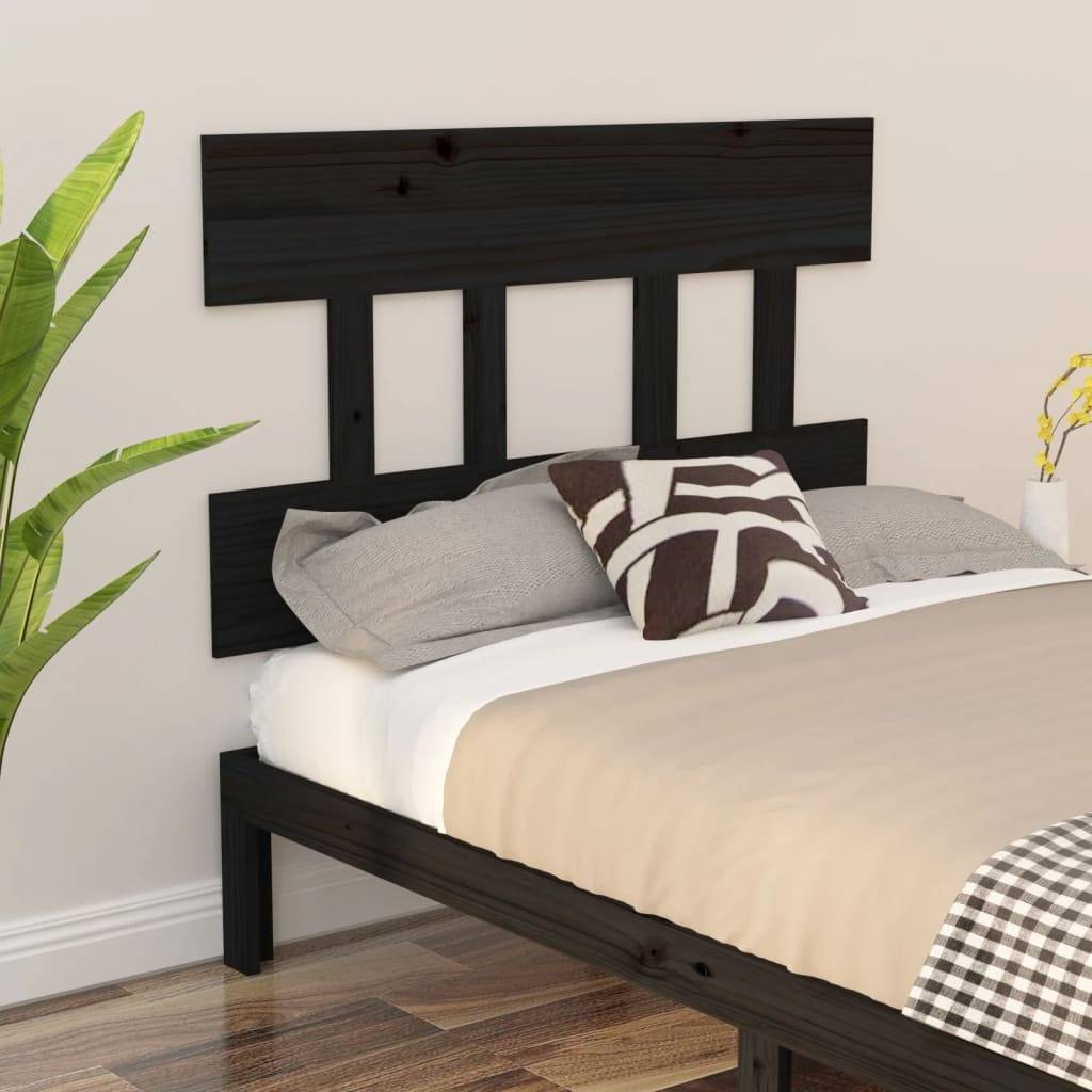 vidaXL Bett-Kopfteil Schwarz 78,5x3x81 cm Massivholz Kiefer