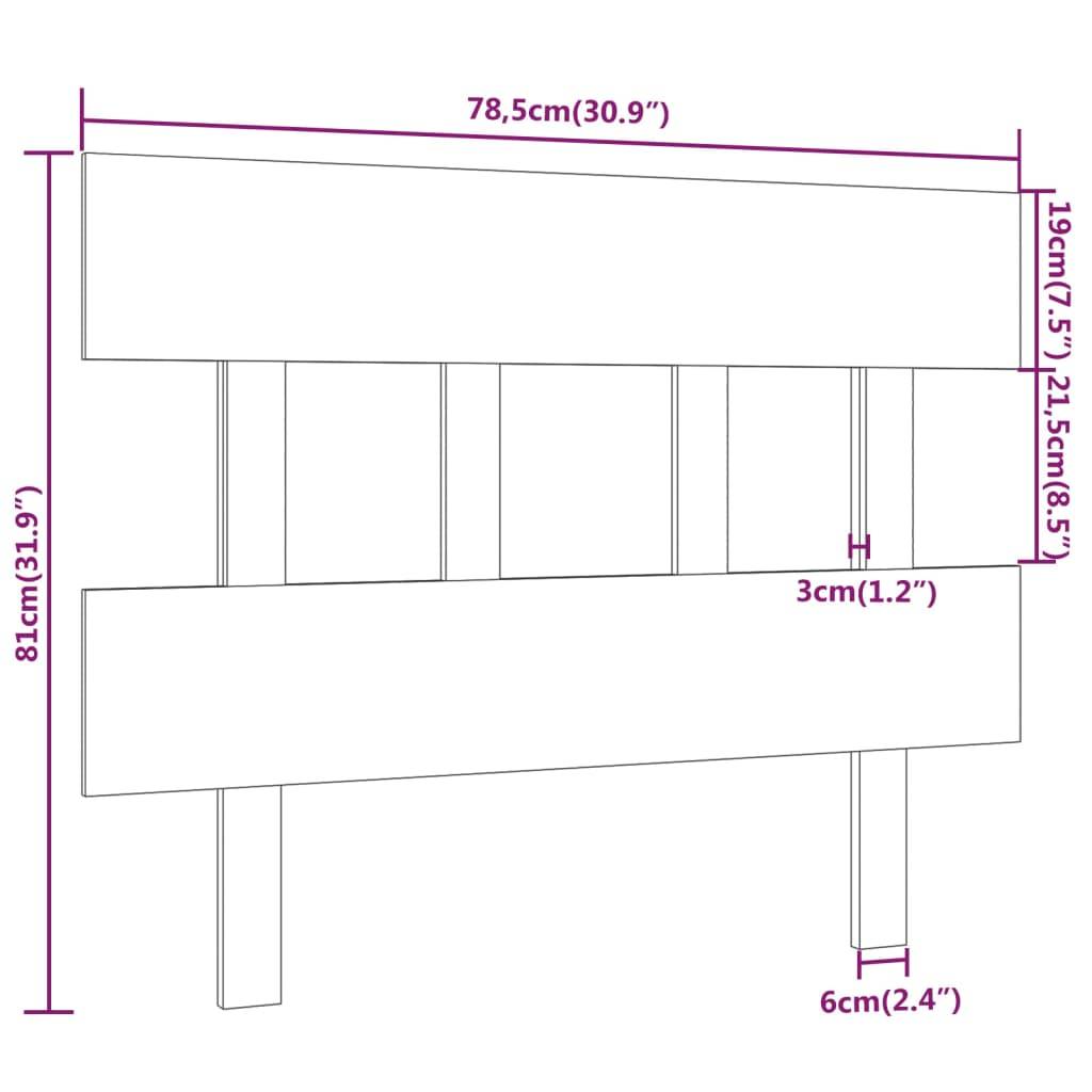 vidaXL Bett-Kopfteil Schwarz 78,5x3x81 cm Massivholz Kiefer