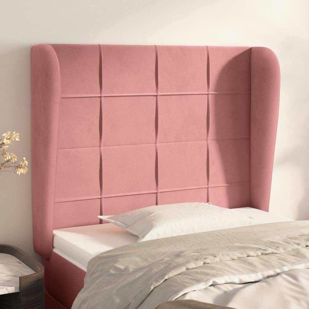 vidaXL Kopfteil mit Ohren Rosa 83x23x118/128 cm Samt