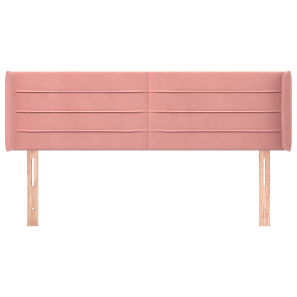 vidaXL Kopfteil mit Ohren Rosa 147x16x78/88 cm Samt