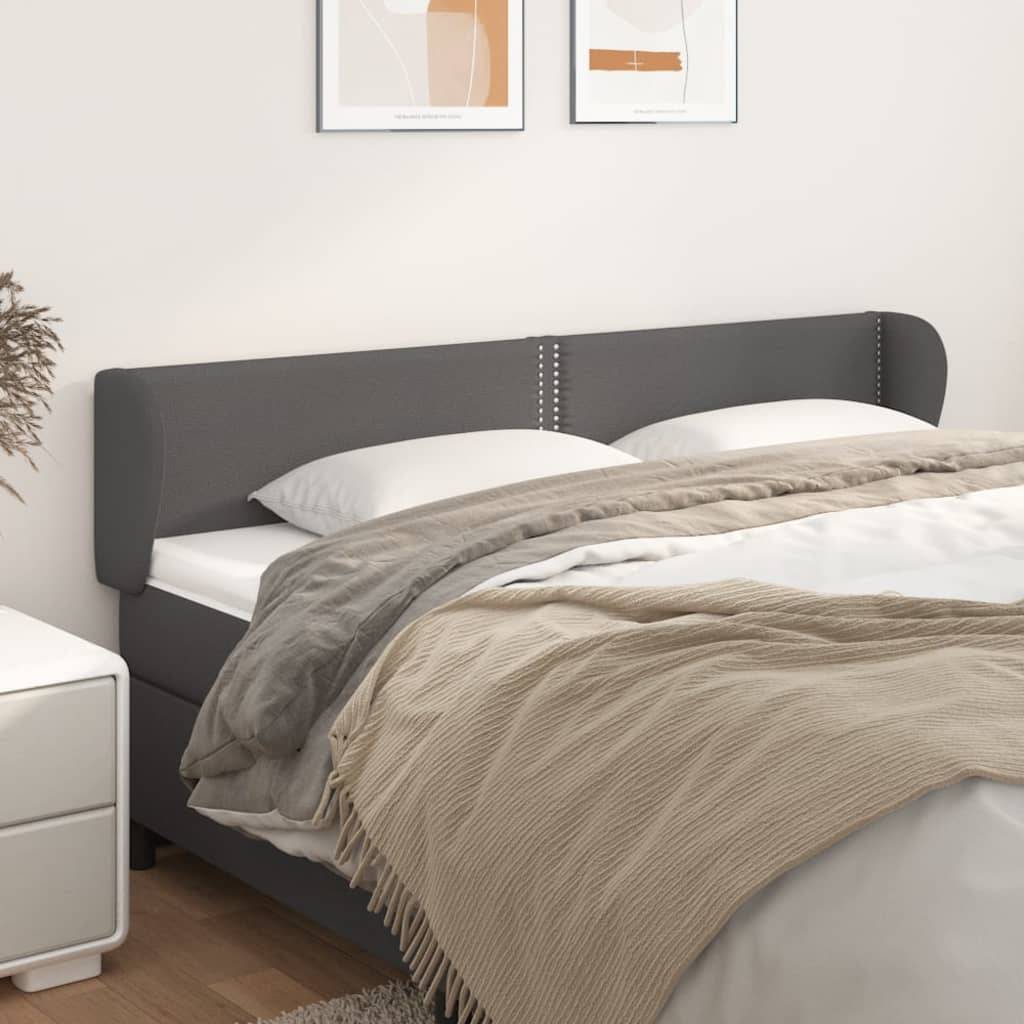 vidaXL Kopfteil mit Ohren Grau 183x23x78/88 cm Kunstleder