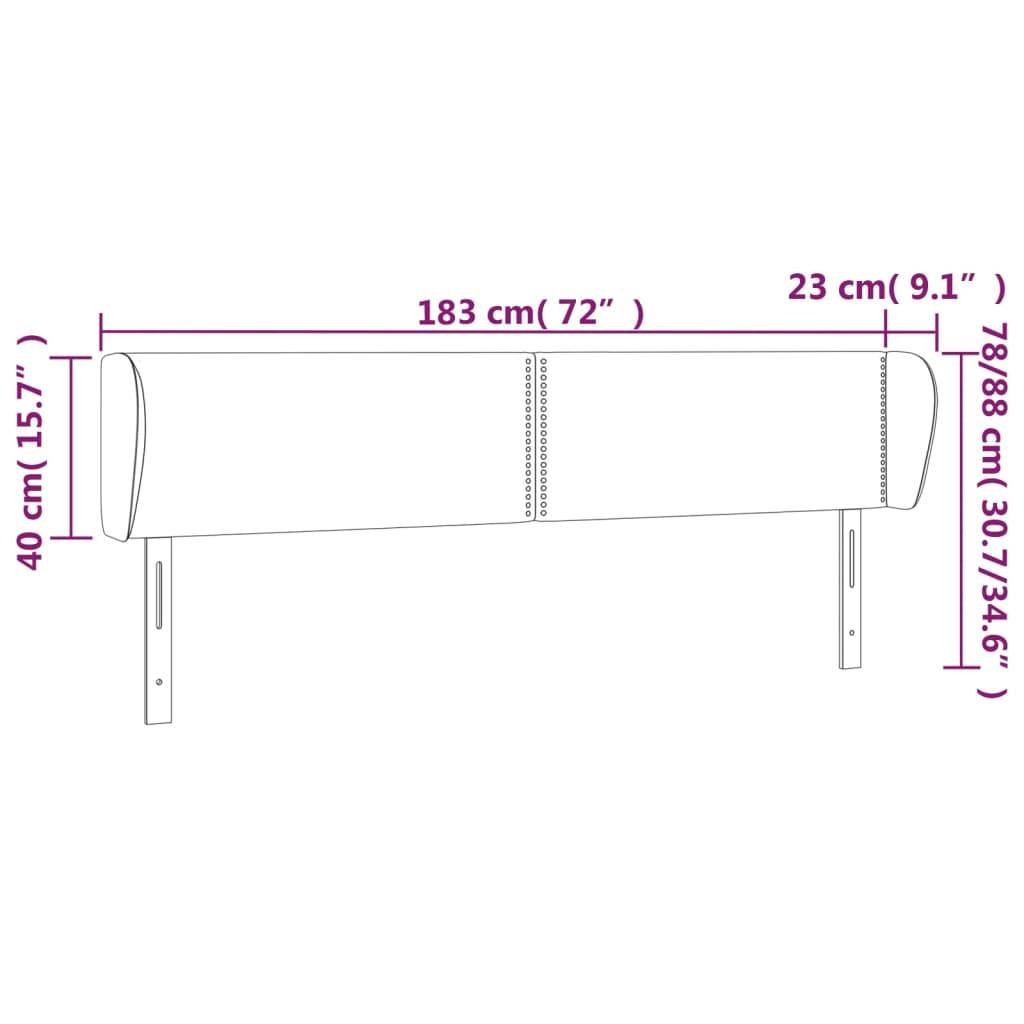 vidaXL Kopfteil mit Ohren Grau 183x23x78/88 cm Kunstleder