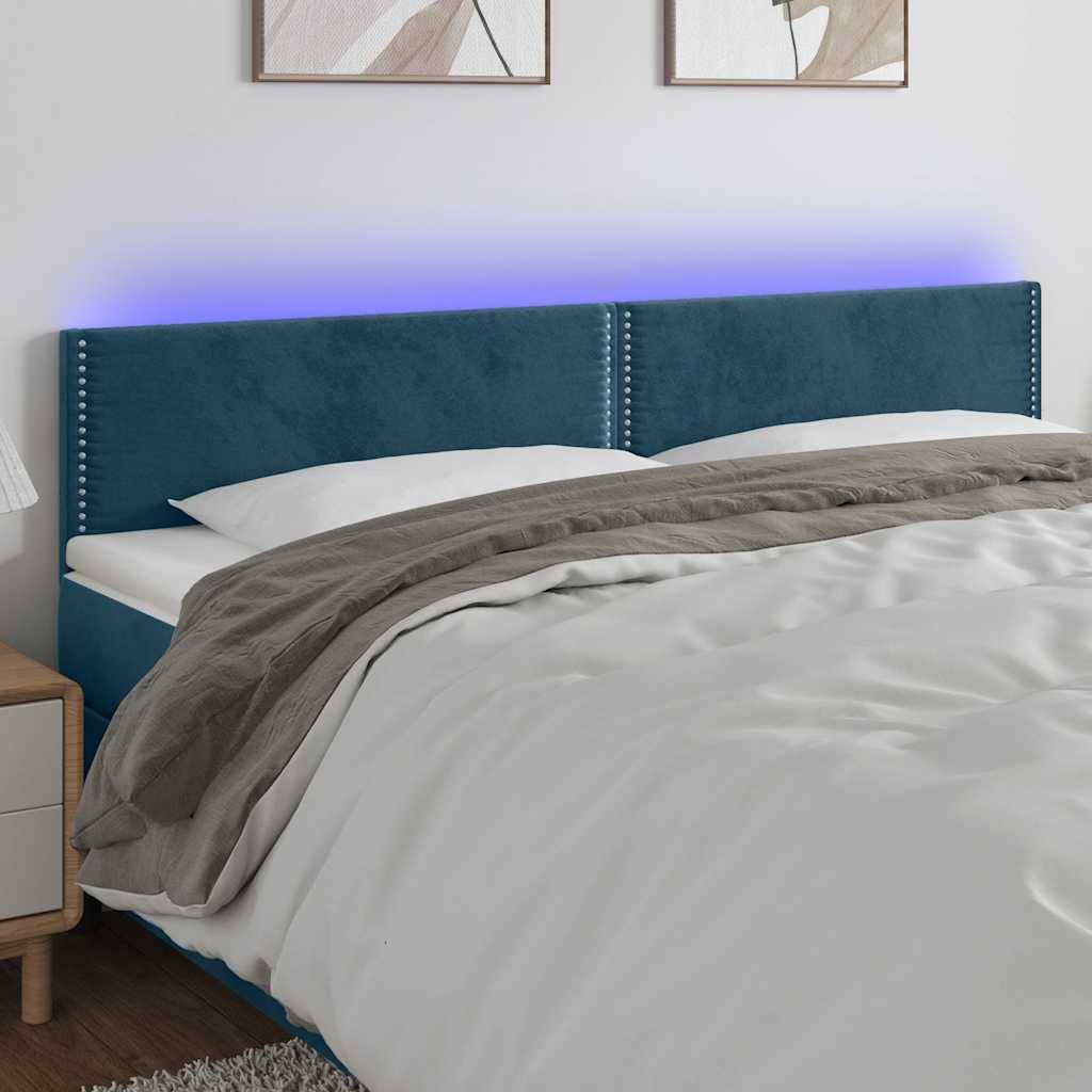 vidaXL LED Kopfteil Dunkelblau 160x5x78/88 cm Samt