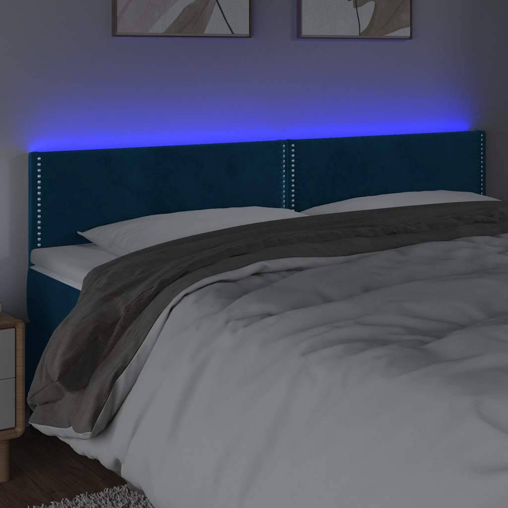 vidaXL LED Kopfteil Dunkelblau 160x5x78/88 cm Samt