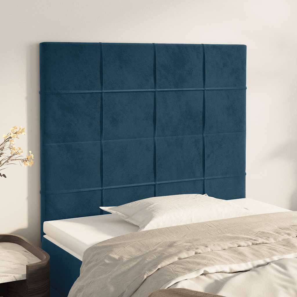 vidaXL Kopfteile 2 Stk. Dunkelblau 100x5x78/88 cm Samt